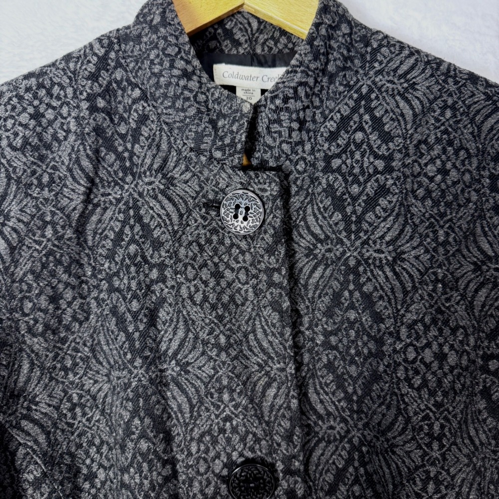 Coldwater Creek Black Gray Lace Pattern Button Front Blazer Jacket Size 20‎ - Picture 4 of 14